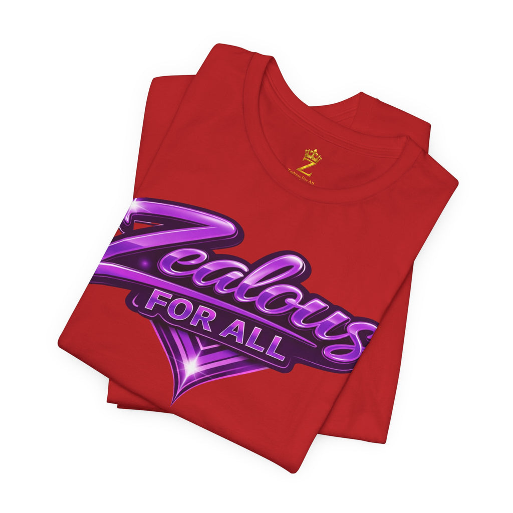 Zealous For All Graphic T-Shirt (Purple Logo) Printify