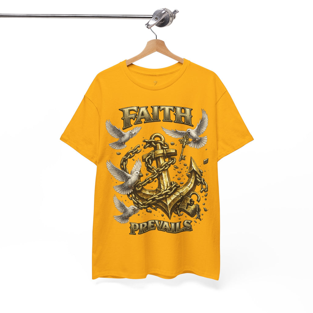 Adult Faith Prevails Anchor T-Shirt (Gold Anchor) Printify