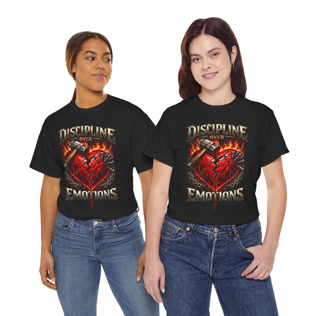 Discipline Over Emotions Graphic T-Shirt (Red Heart) Printify