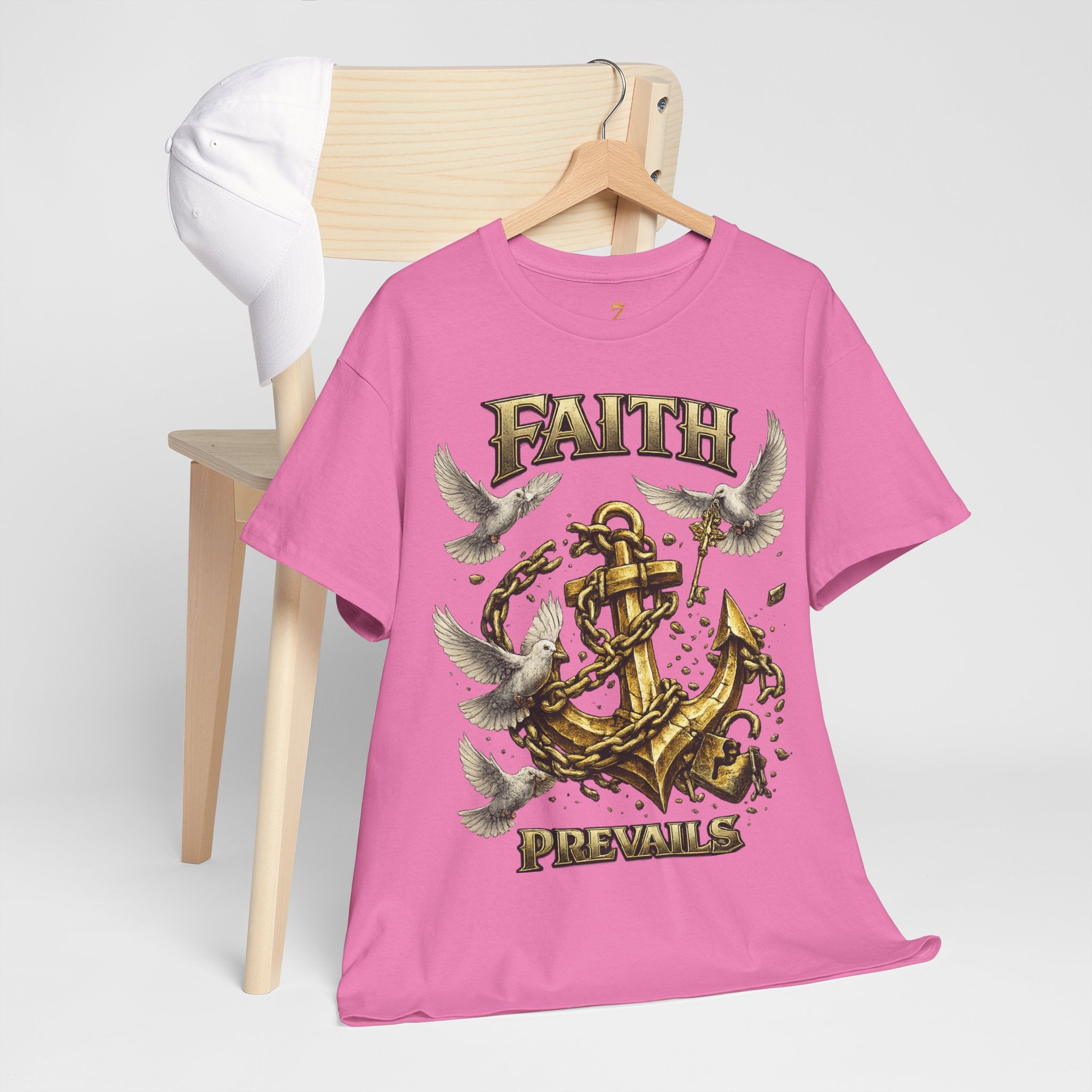 Adult Faith Prevails Anchor T-Shirt (Gold Anchor) Printify