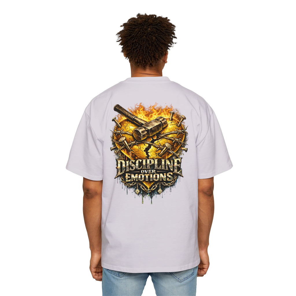 Oversized Discipline Over Emotions (Back) Graphic Tee (Gold Heart) Printify