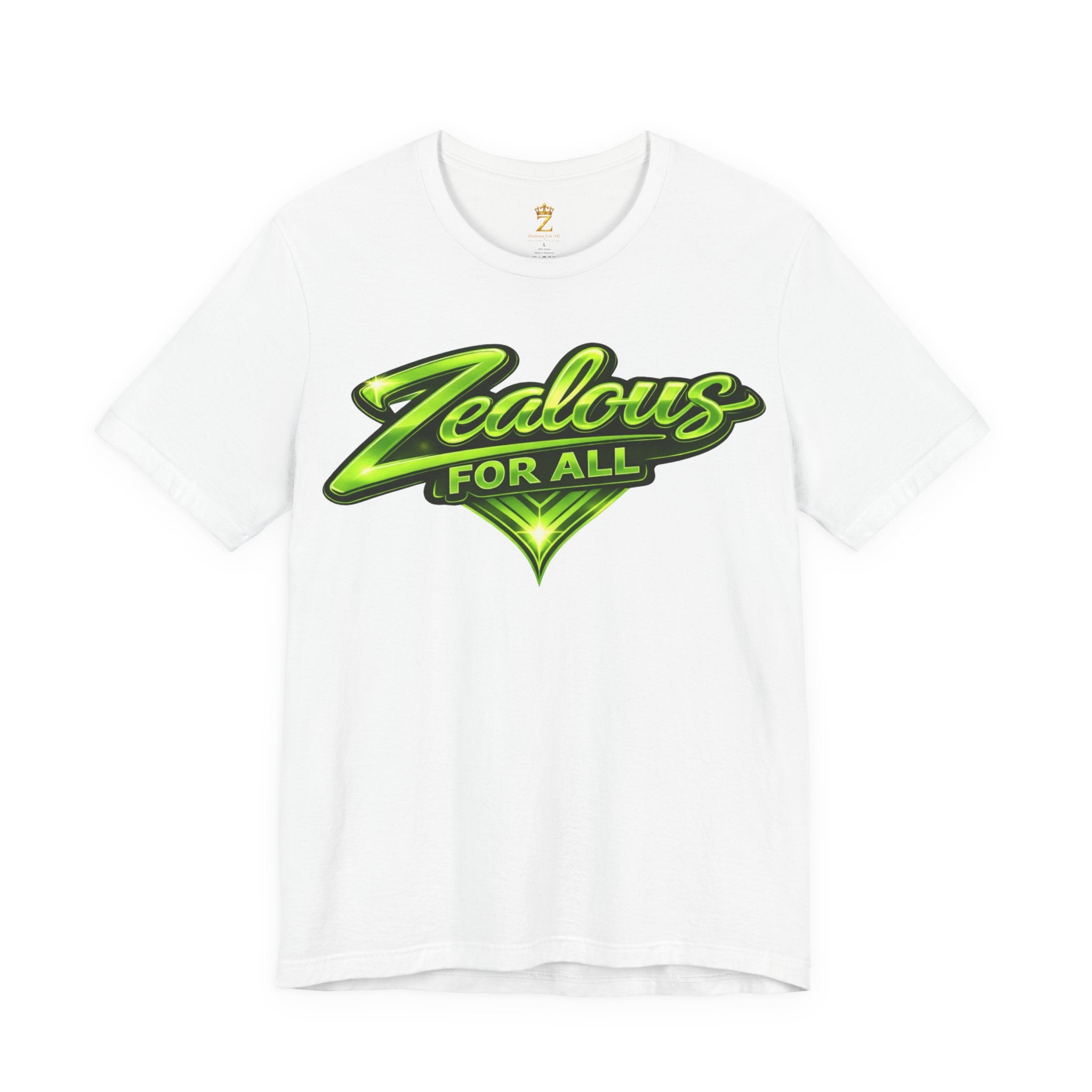 Zealous For All Graphic T-Shirt (Lime Green Logo) Printify