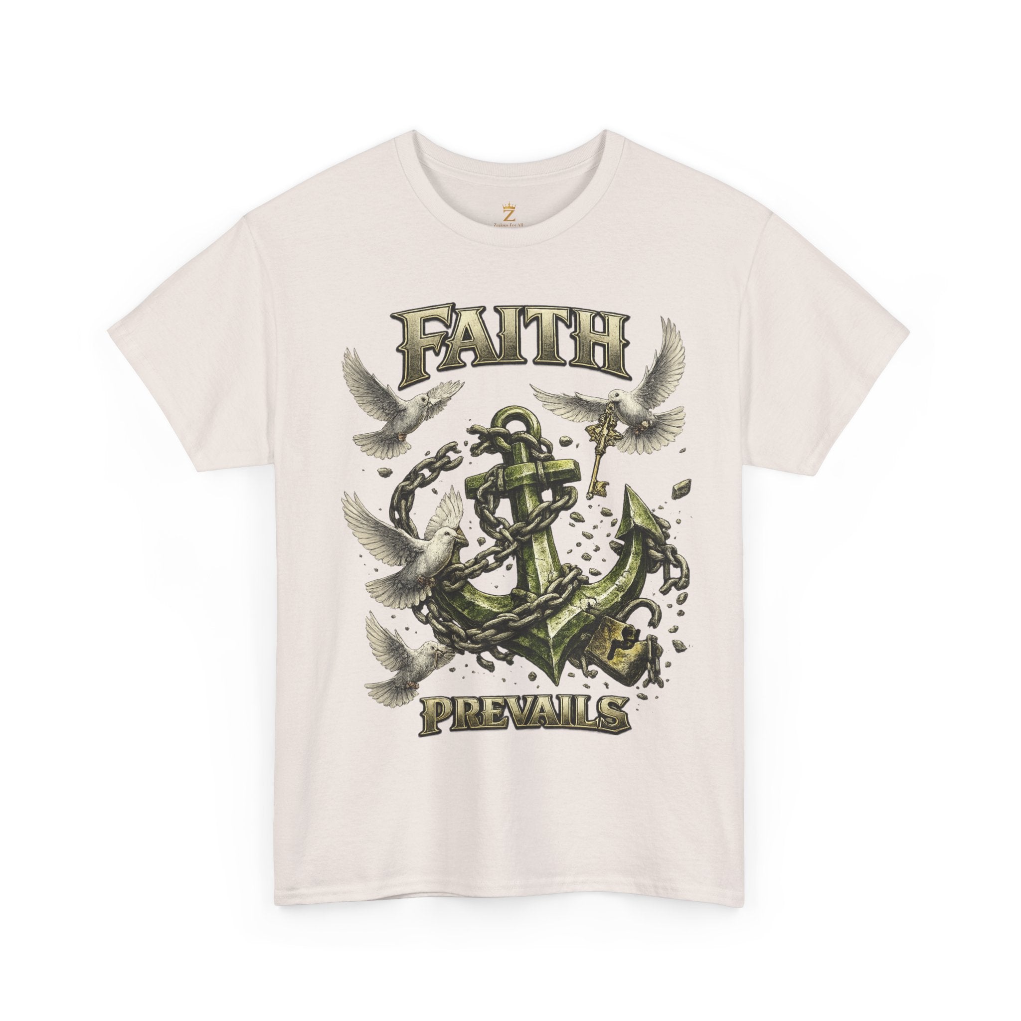 Adult Faith Prevails Anchor T-Shirt (Green Anchor) Printify