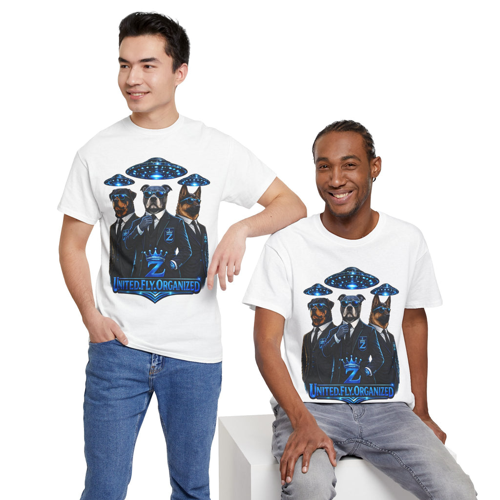 Adult "United. Fly. Organized." Graphic Tee (Blue) Printify