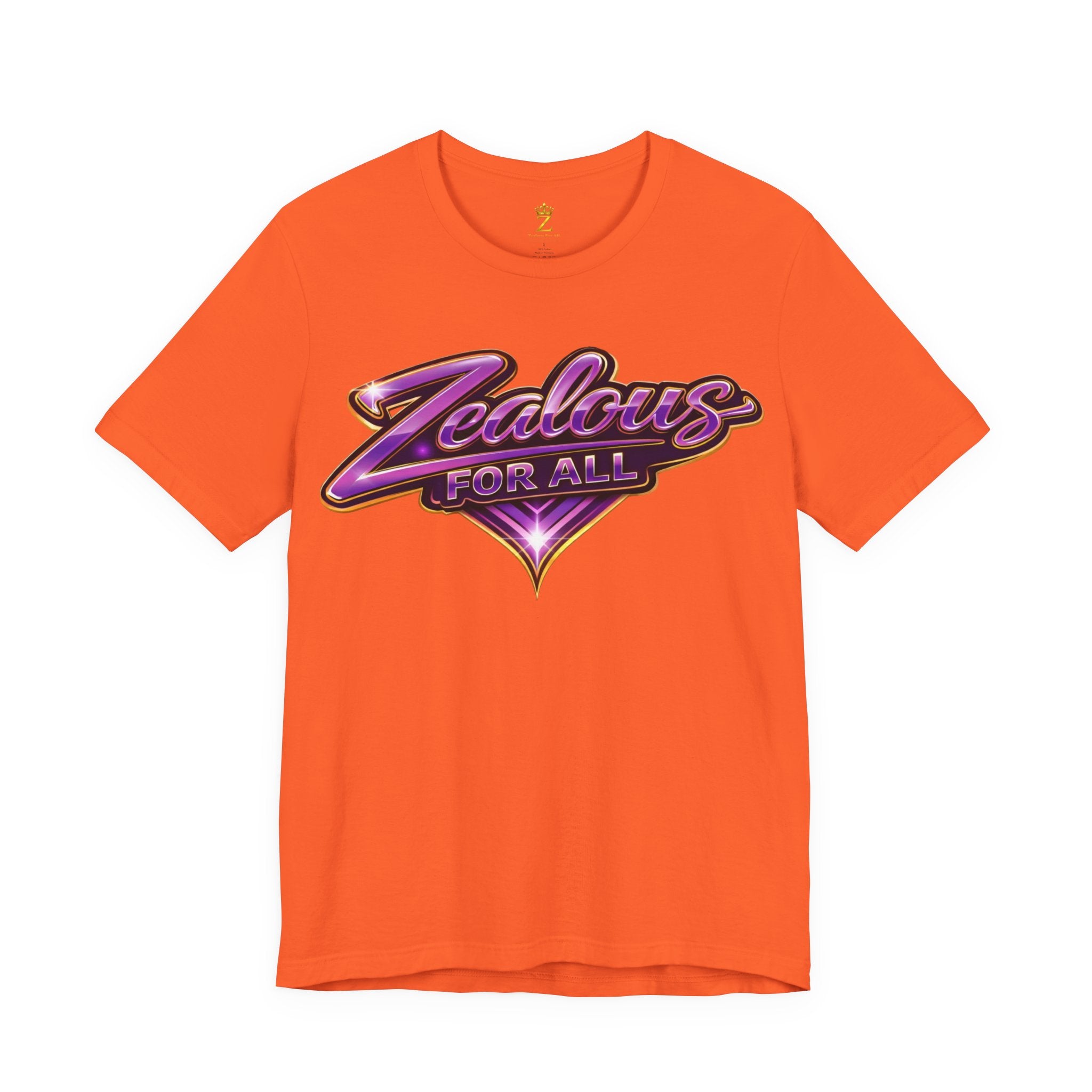 CUSTOM Zealous For All Graphic T-Shirt (Purple & Gold Trim Logo)