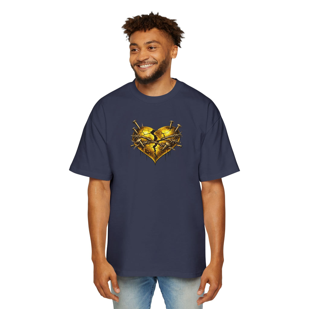 Oversized Discipline Over Emotions (Back) Graphic Tee (Gold Heart) Printify