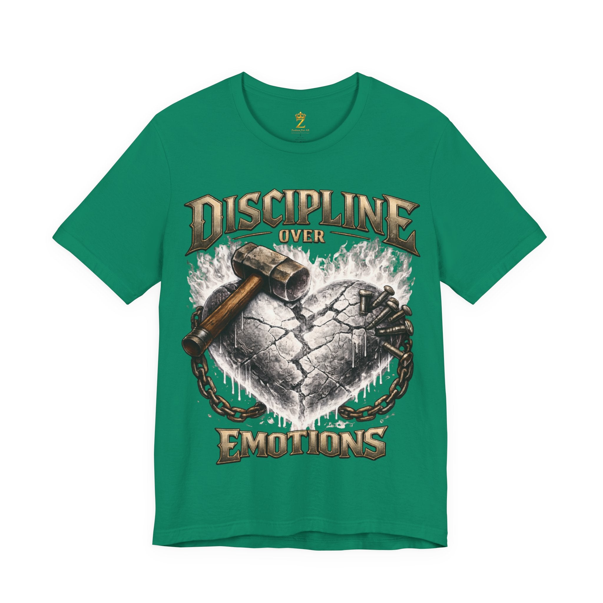 Discipline Over Emotions Premium Graphic T-Shirt (White Heart) Printify