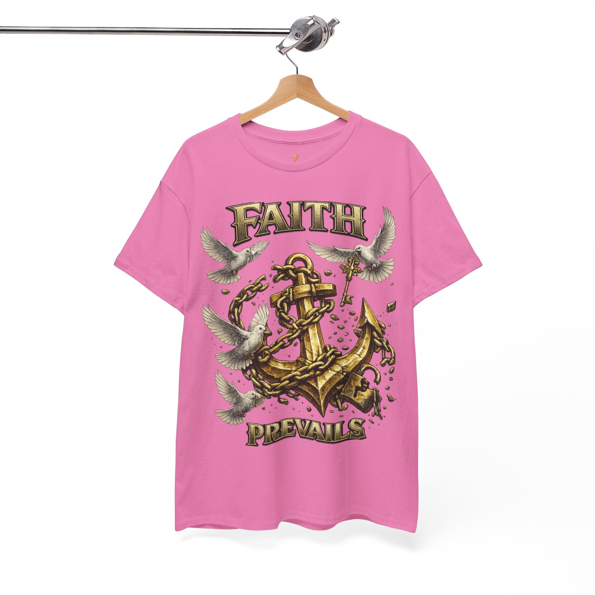 Adult Faith Prevails Anchor T-Shirt (Gold Anchor) Printify