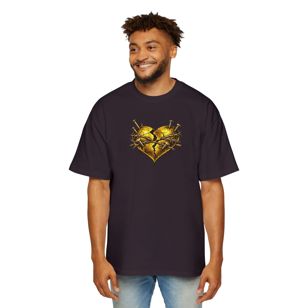 Oversized Discipline Over Emotions (Back) Graphic Tee (Gold Heart) Printify