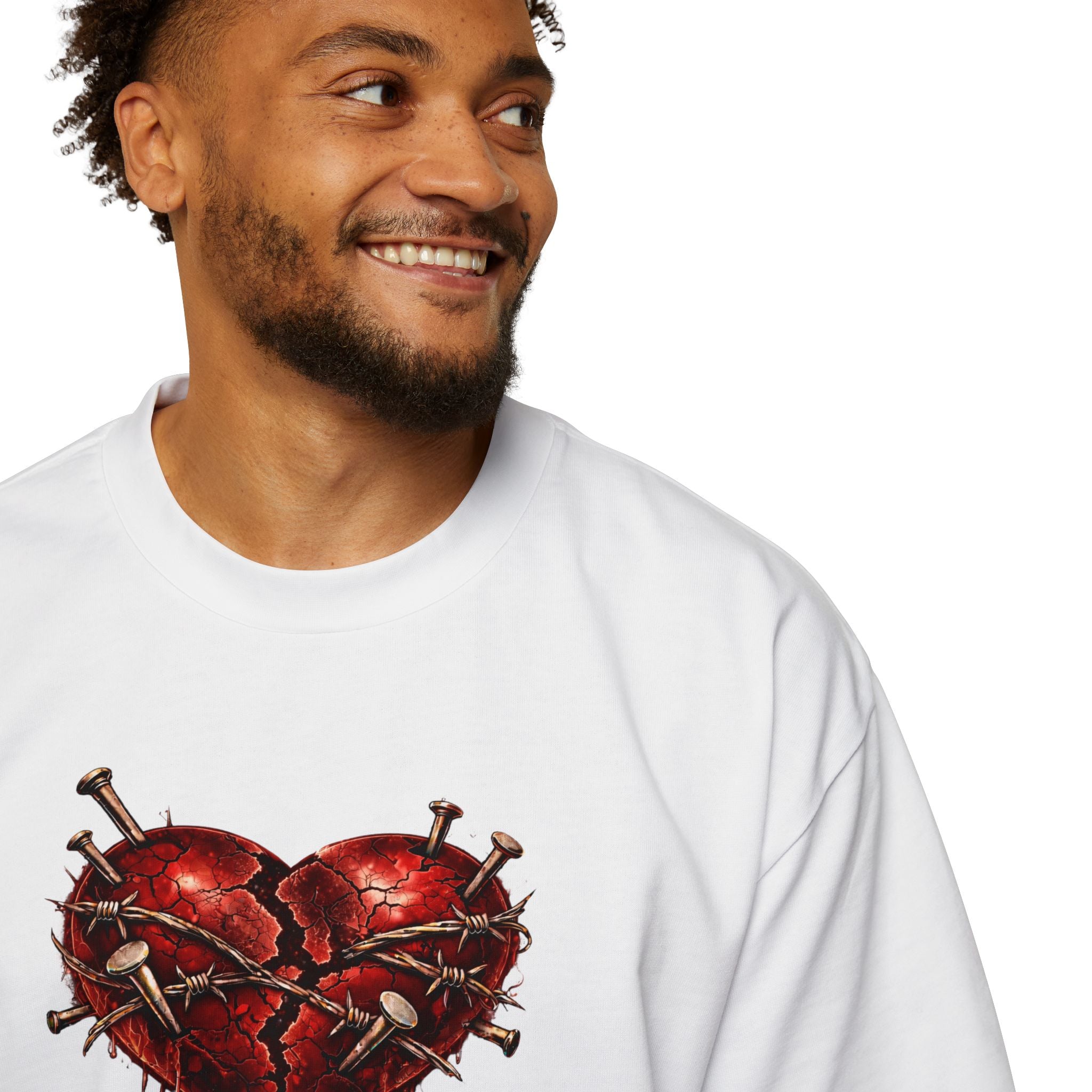 Oversized Discipline Over Emotions (Back) Graphic Tee (Red Heart) Printify