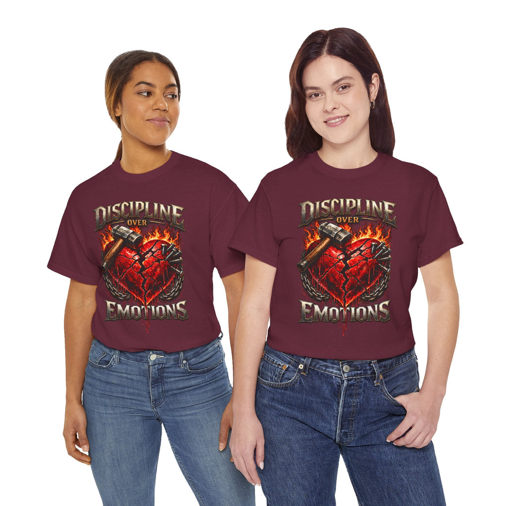 Discipline Over Emotions Graphic T-Shirt (Red Heart) Printify
