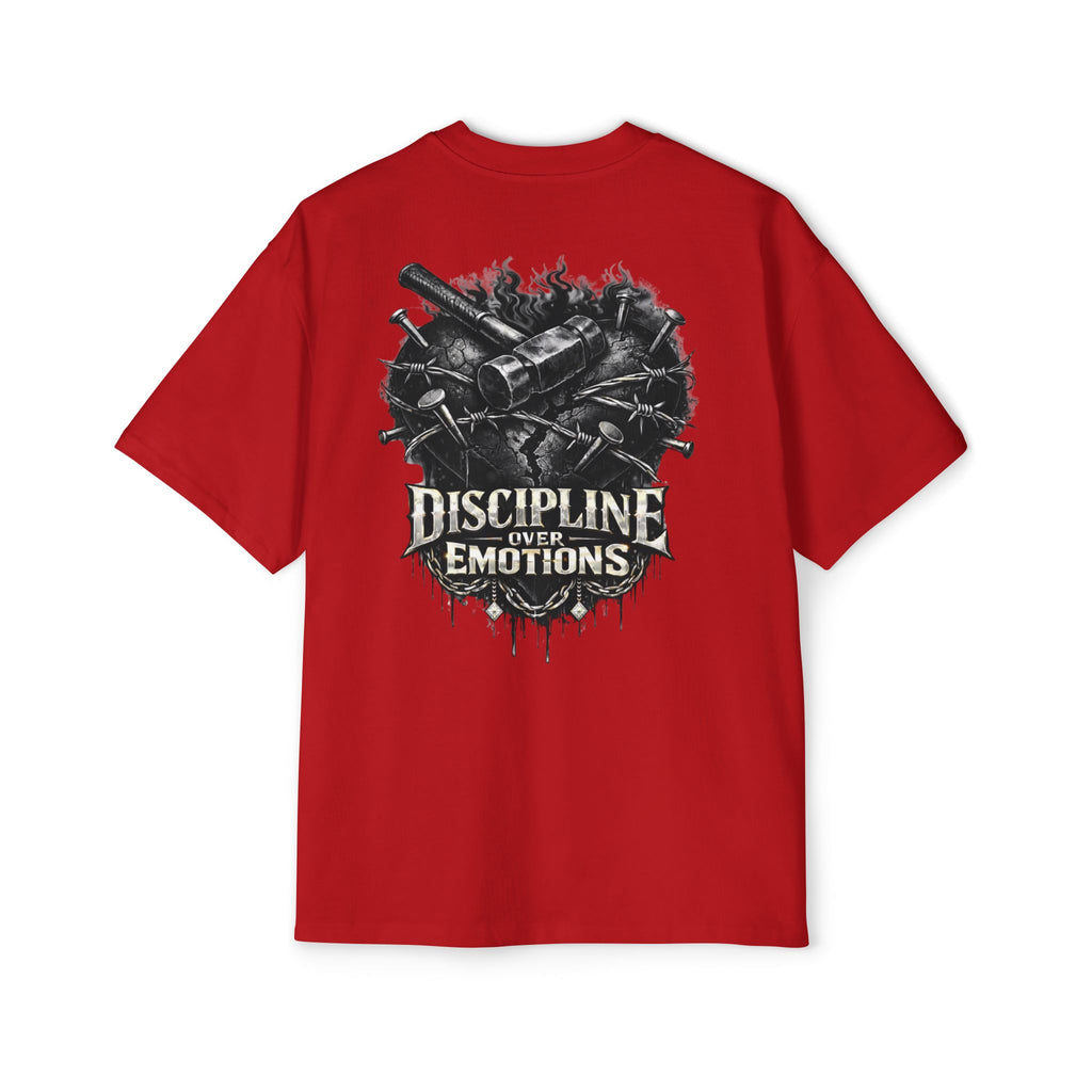Oversized Discipline Over Emotions (Back) Graphic Tee (Black Heart) Printify