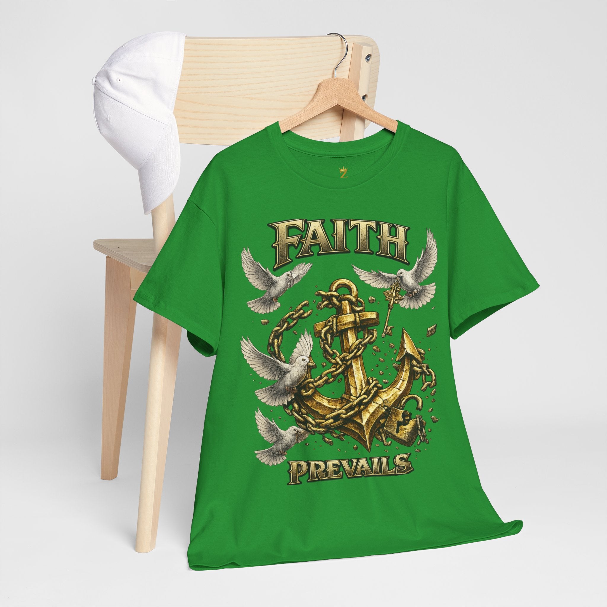 Adult Faith Prevails Anchor T-Shirt (Gold Anchor) Printify