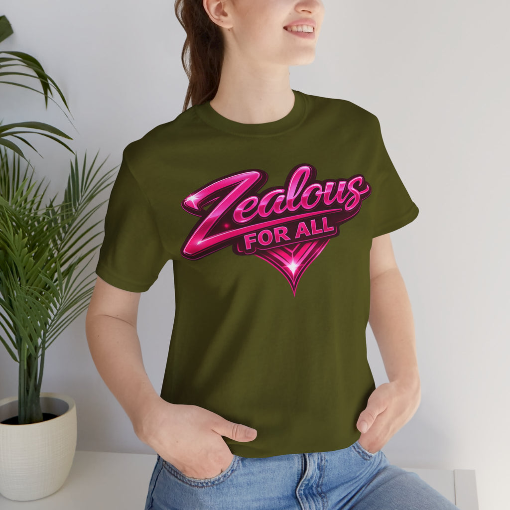 Zealous For All Graphic T-Shirt (Hot Pink Logo) Printify