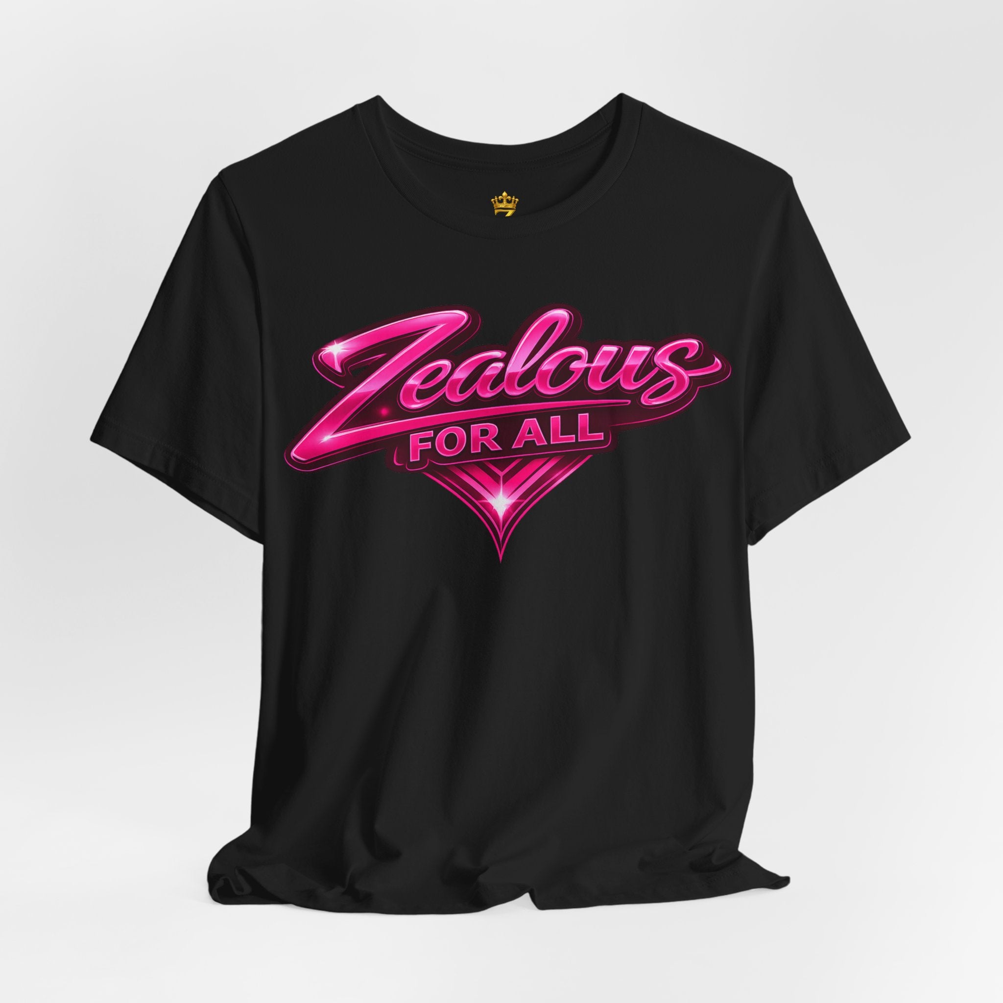 Zealous For All Graphic T-Shirt (Hot Pink Logo) Printify