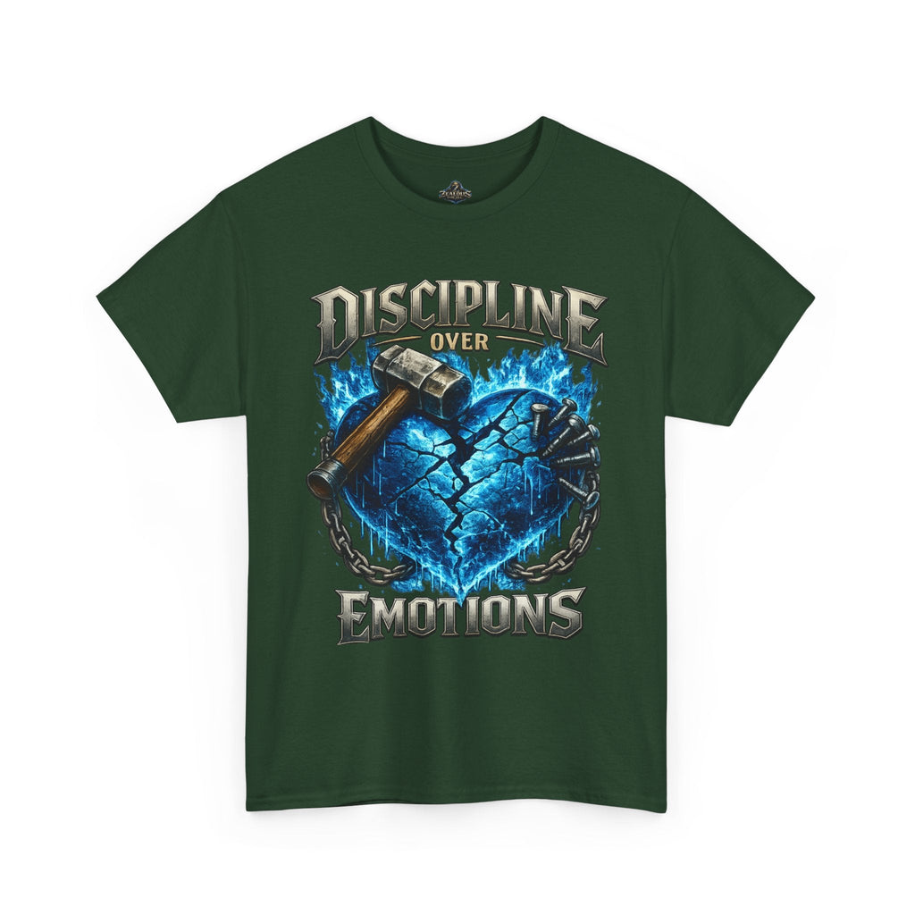 Discipline Over Emotions Graphic T-Shirt (Blue Heart) Printify