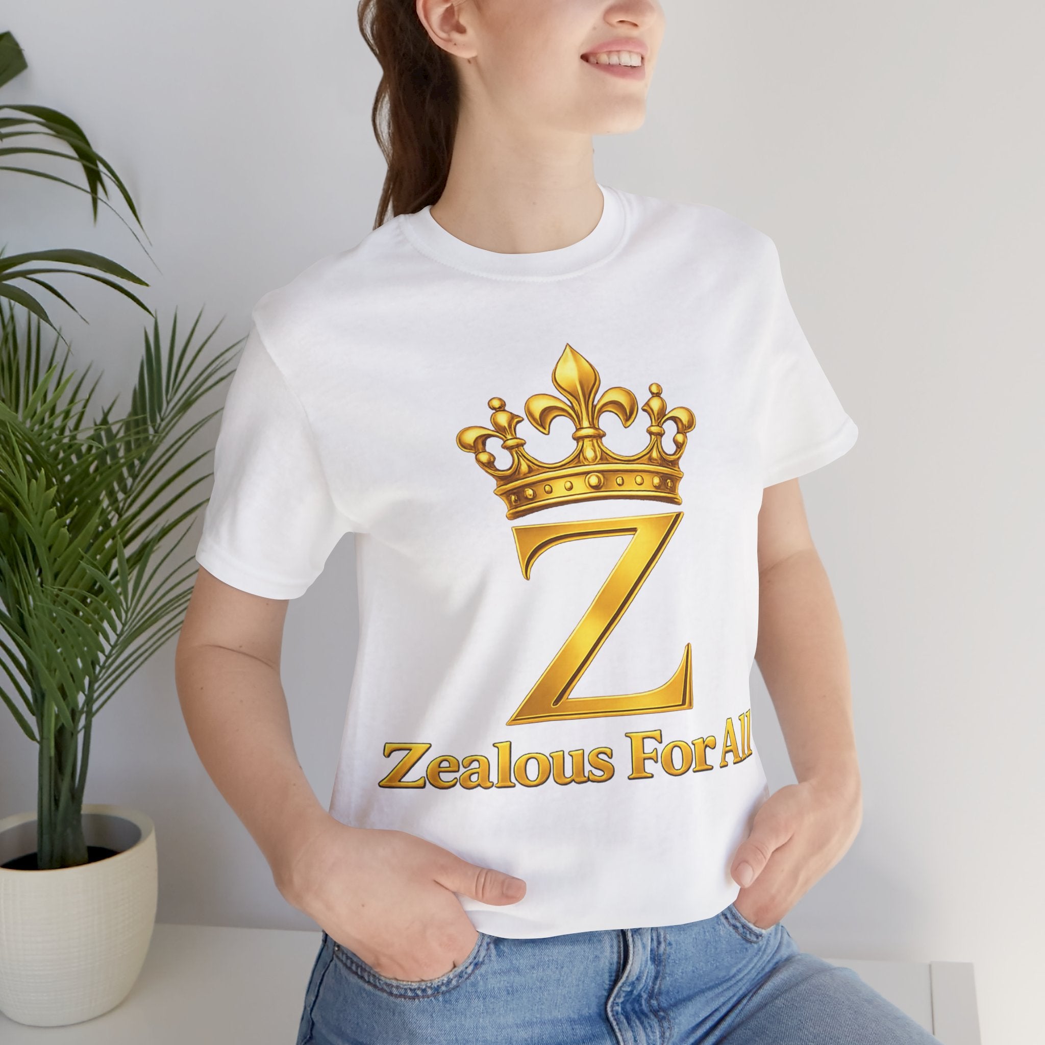 Unisex Zealous For All T-Shirt (Gold Logo) Printify