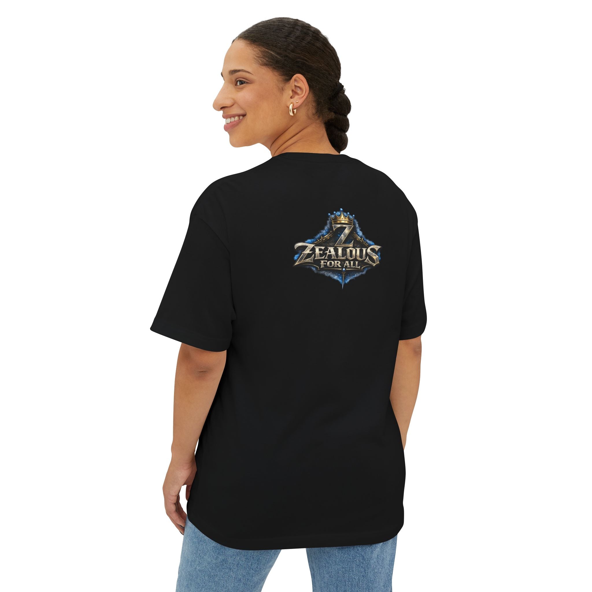 Adult *Oversized* Discipline Over Emotions Graphic T-Shirt (Blue Heart) - Zealous For All