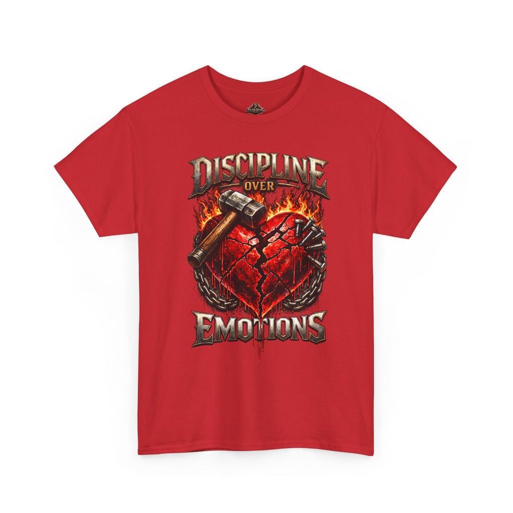Discipline Over Emotions Graphic T-Shirt (Red Heart) Printify
