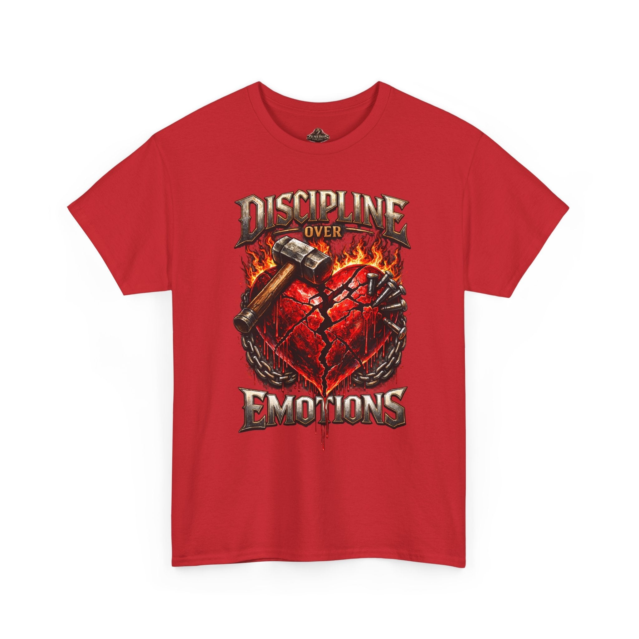Discipline Over Emotions Graphic T-Shirt (Red Heart) Printify