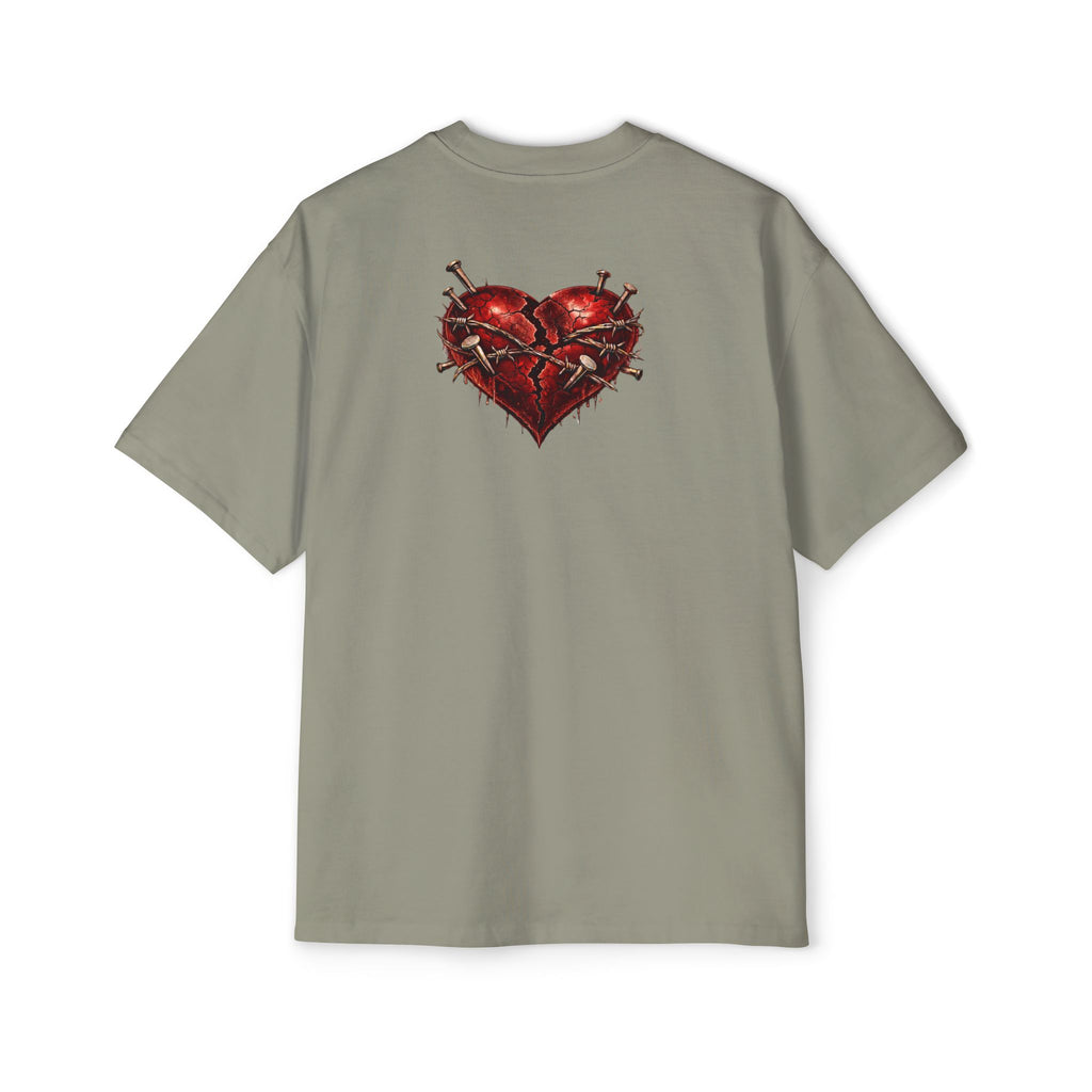 Oversized Discipline Over Emotions Graphic Tee (Front Red Heart) Printify