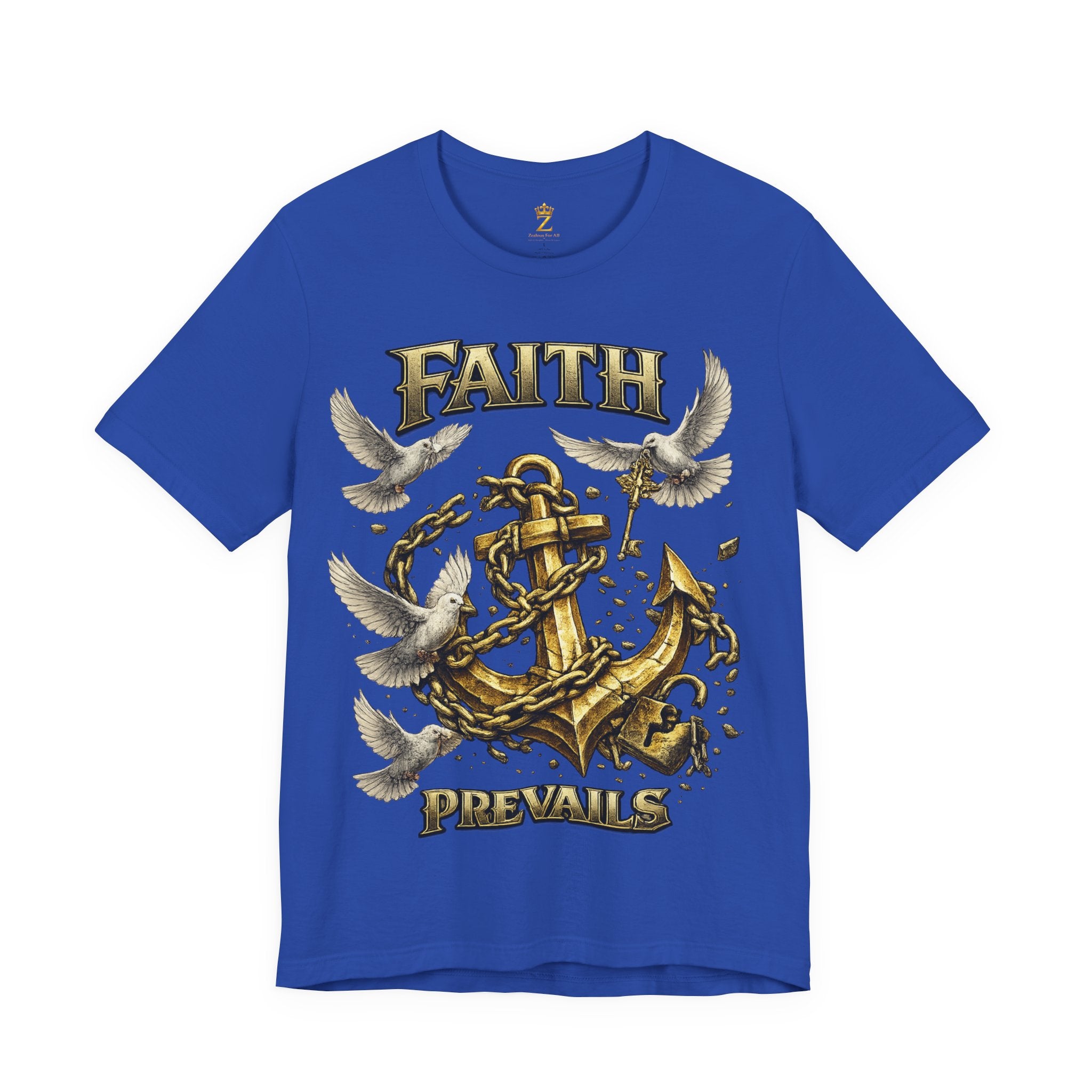 Faith Prevails T‑Shirt (Gold Anchor) Printify