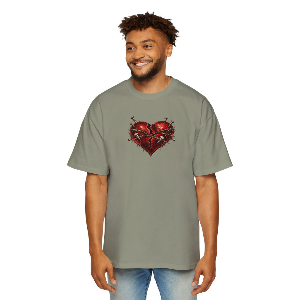 Oversized Discipline Over Emotions (Back) Graphic Tee (Red Heart) Printify