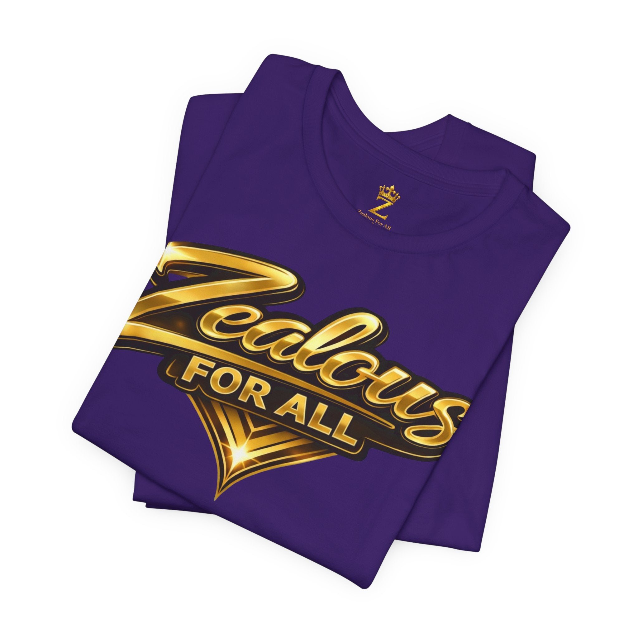 Zealous For All Graphic T-Shirt (Gold Logo) Printify