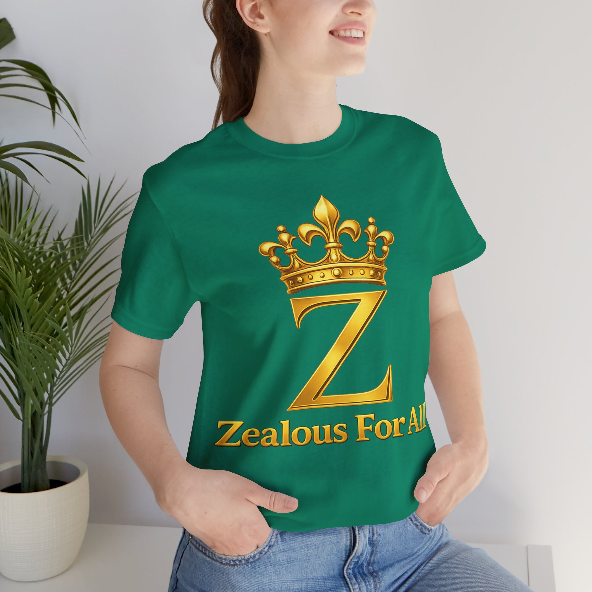 Unisex Zealous For All T-Shirt (Gold Logo) Printify