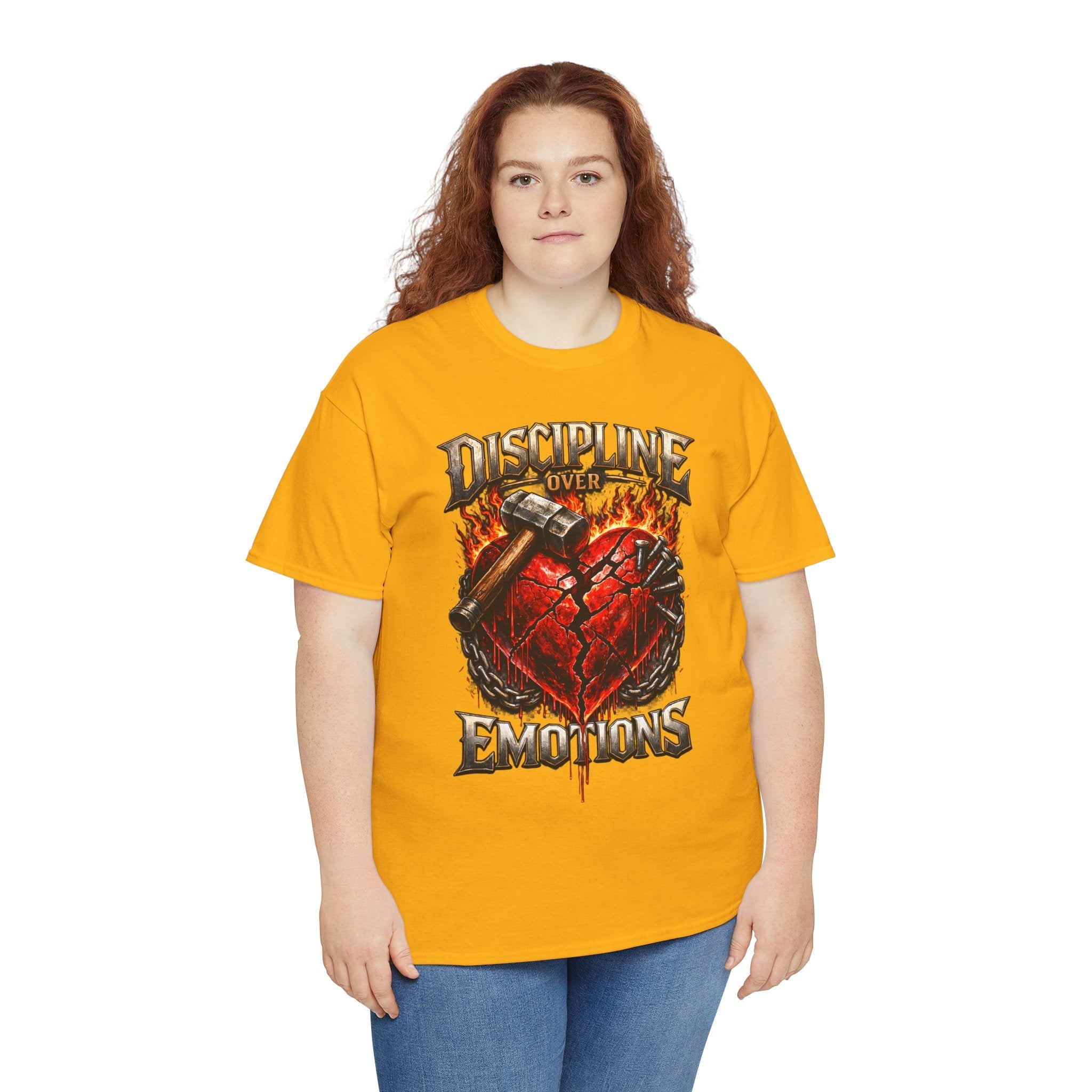 Discipline Over Emotions Graphic T-Shirt (Red Heart) Printify