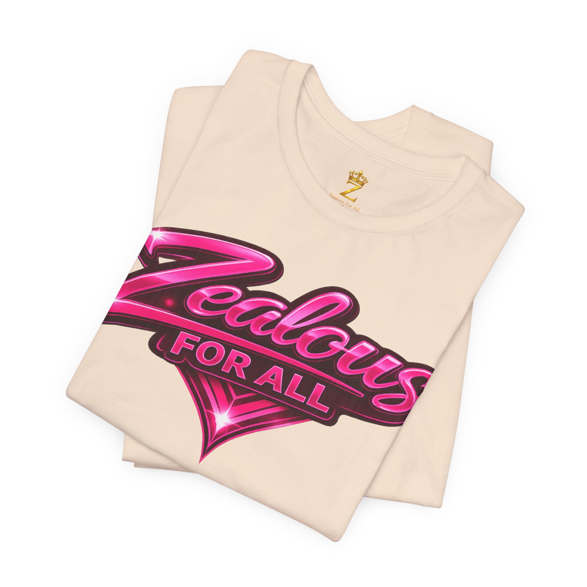 Zealous For All Graphic T-Shirt (Hot Pink Logo) Printify