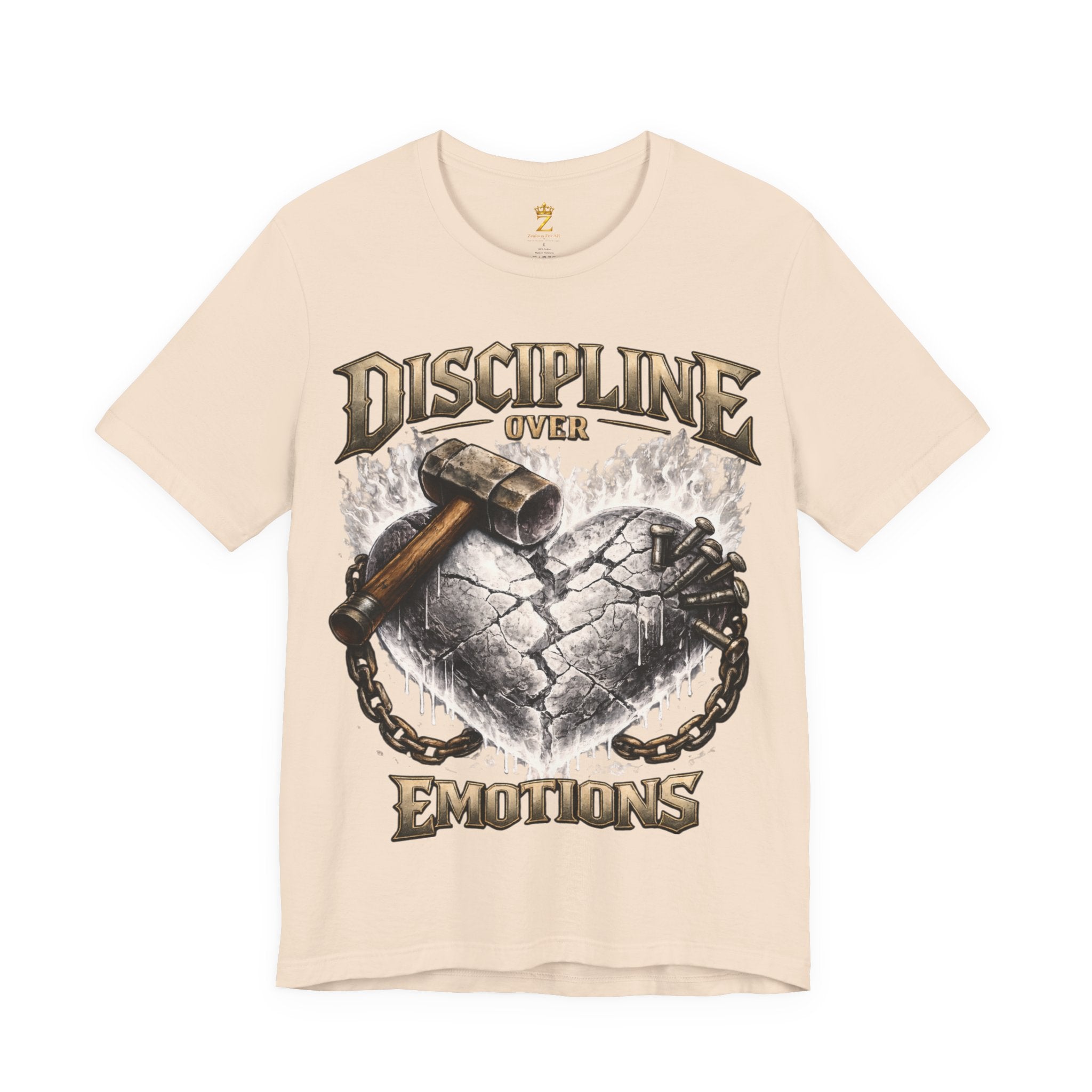 Discipline Over Emotions Premium Graphic T-Shirt (White Heart) Printify