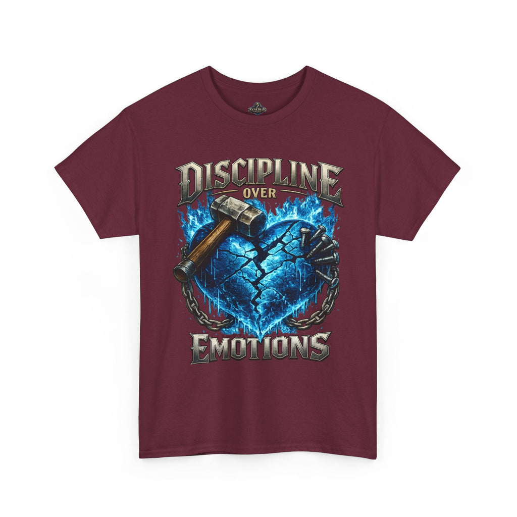 Discipline Over Emotions Graphic T-Shirt (Blue Heart) Printify