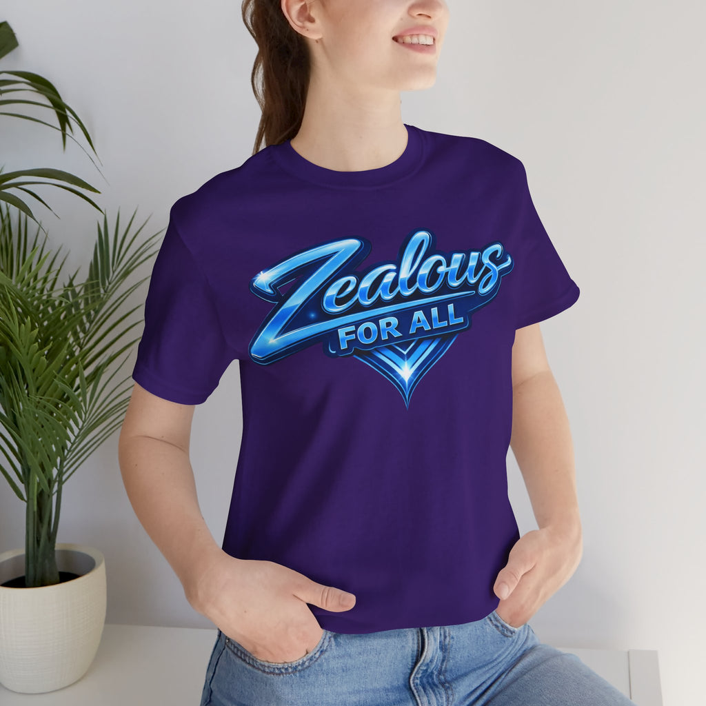 Zealous For All Graphic T-Shirt (Blue Logo) Printify