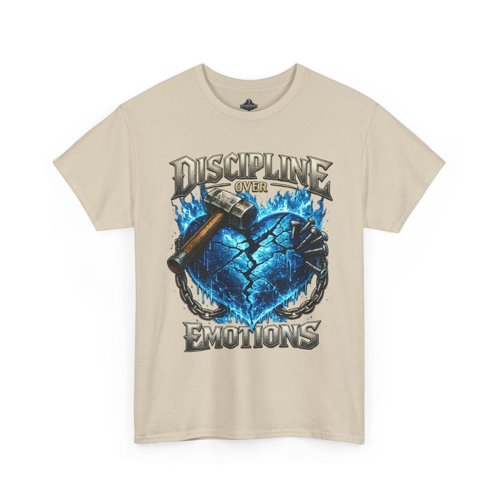 Discipline Over Emotions Graphic T-Shirt (Blue Heart) Printify