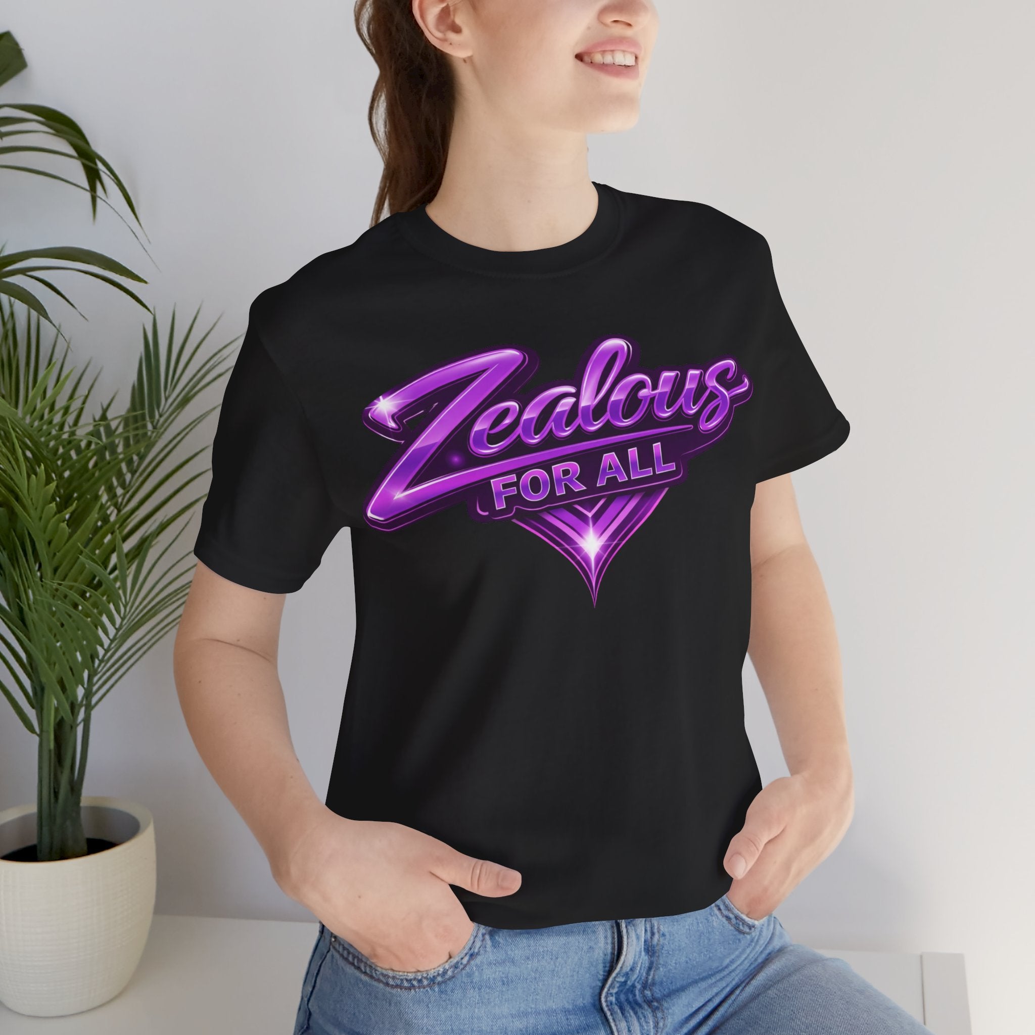 Zealous For All Graphic T-Shirt (Purple Logo) Printify
