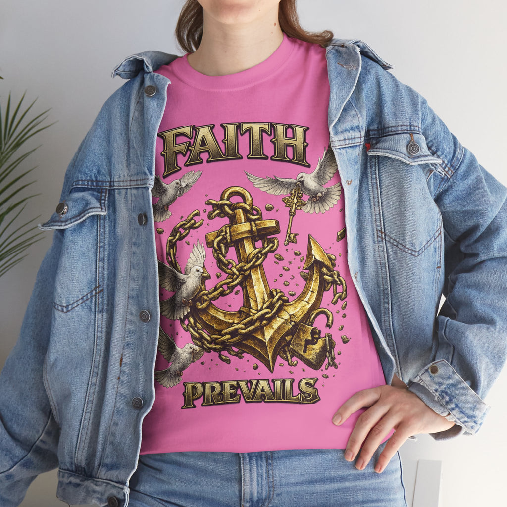 Adult Faith Prevails Anchor T-Shirt (Gold Anchor) Printify
