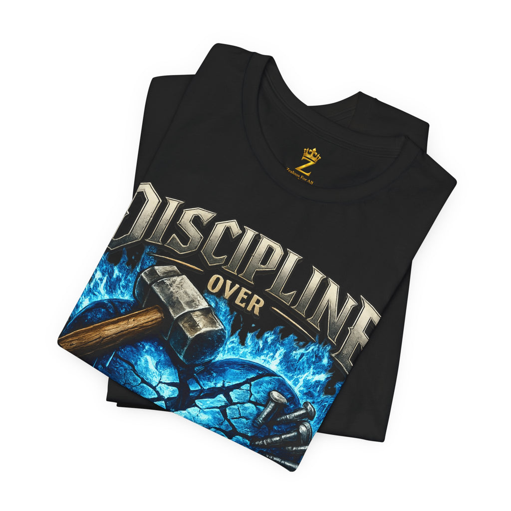Discipline Over Emotions Premium Graphic T-Shirt (Blue Heart) Printify