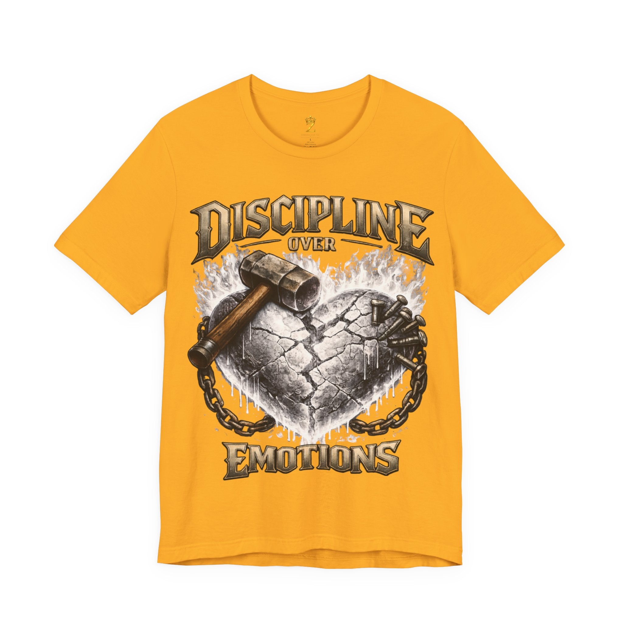 Discipline Over Emotions Premium Graphic T-Shirt (White Heart) Printify