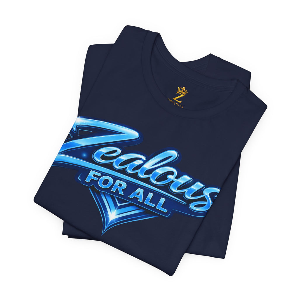 Zealous For All Graphic T-Shirt (Blue Logo) Printify