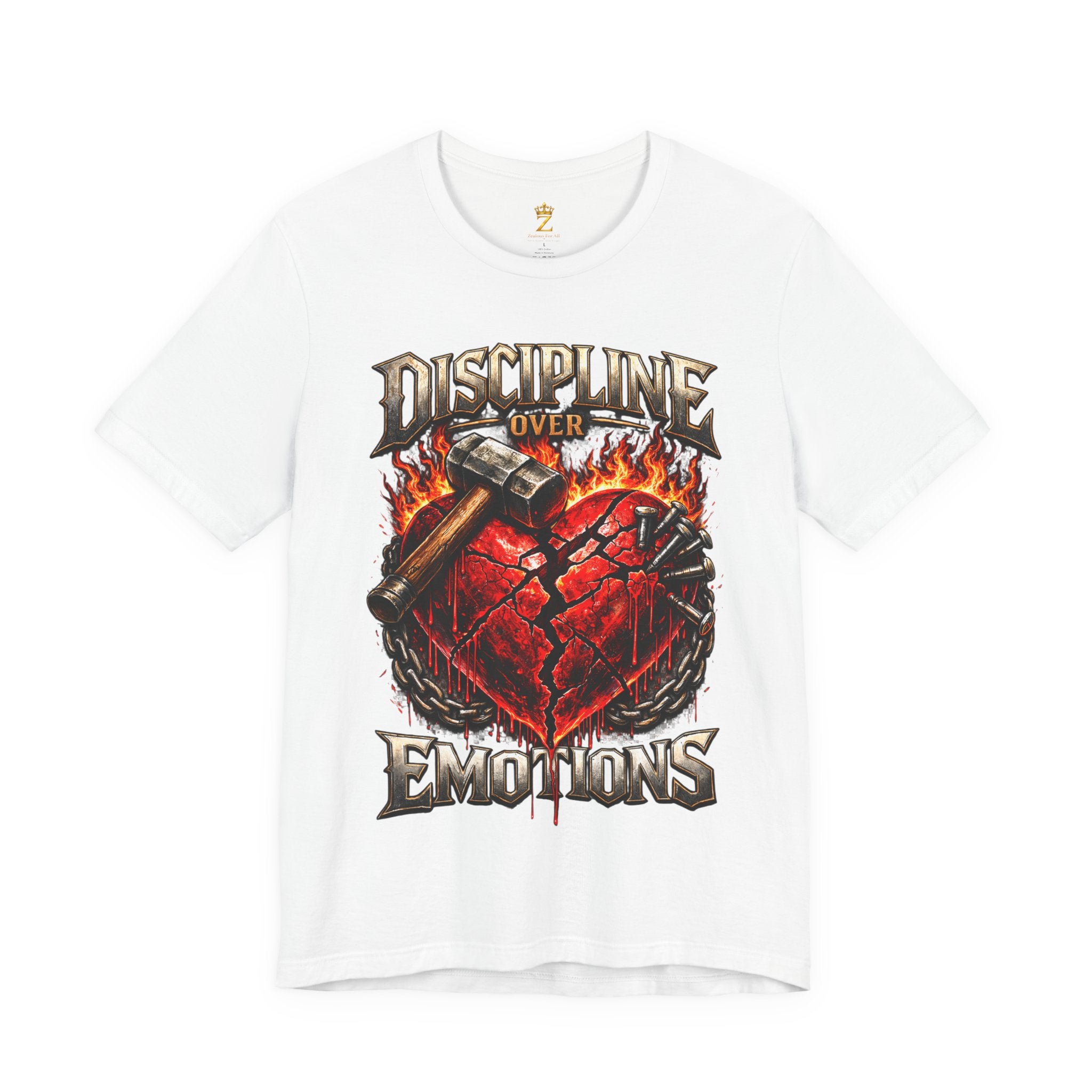 Discipline Over Emotions Premium Graphic T-Shirt (Red Heart) Printify
