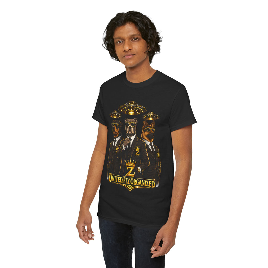 Adult "United. Fly. Organized." Graphic Tee (Gold) Printify