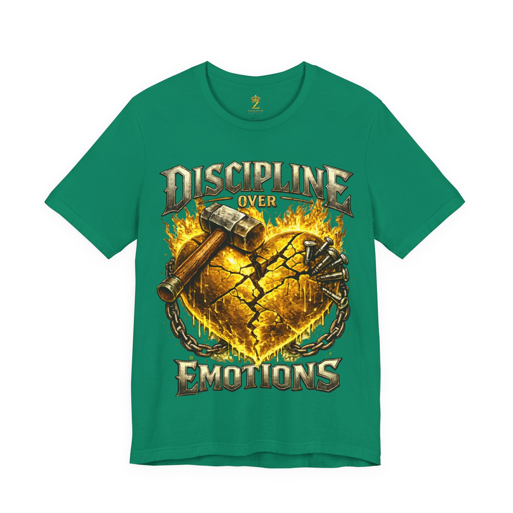 Discipline Over Emotions Premium Graphic T-Shirt (Gold Heart) Printify