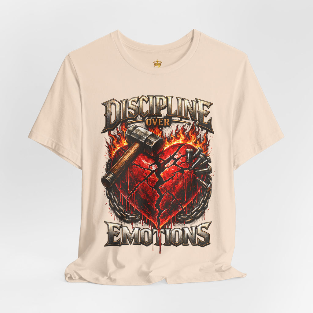 Discipline Over Emotions Premium Graphic T-Shirt (Red Heart) Printify