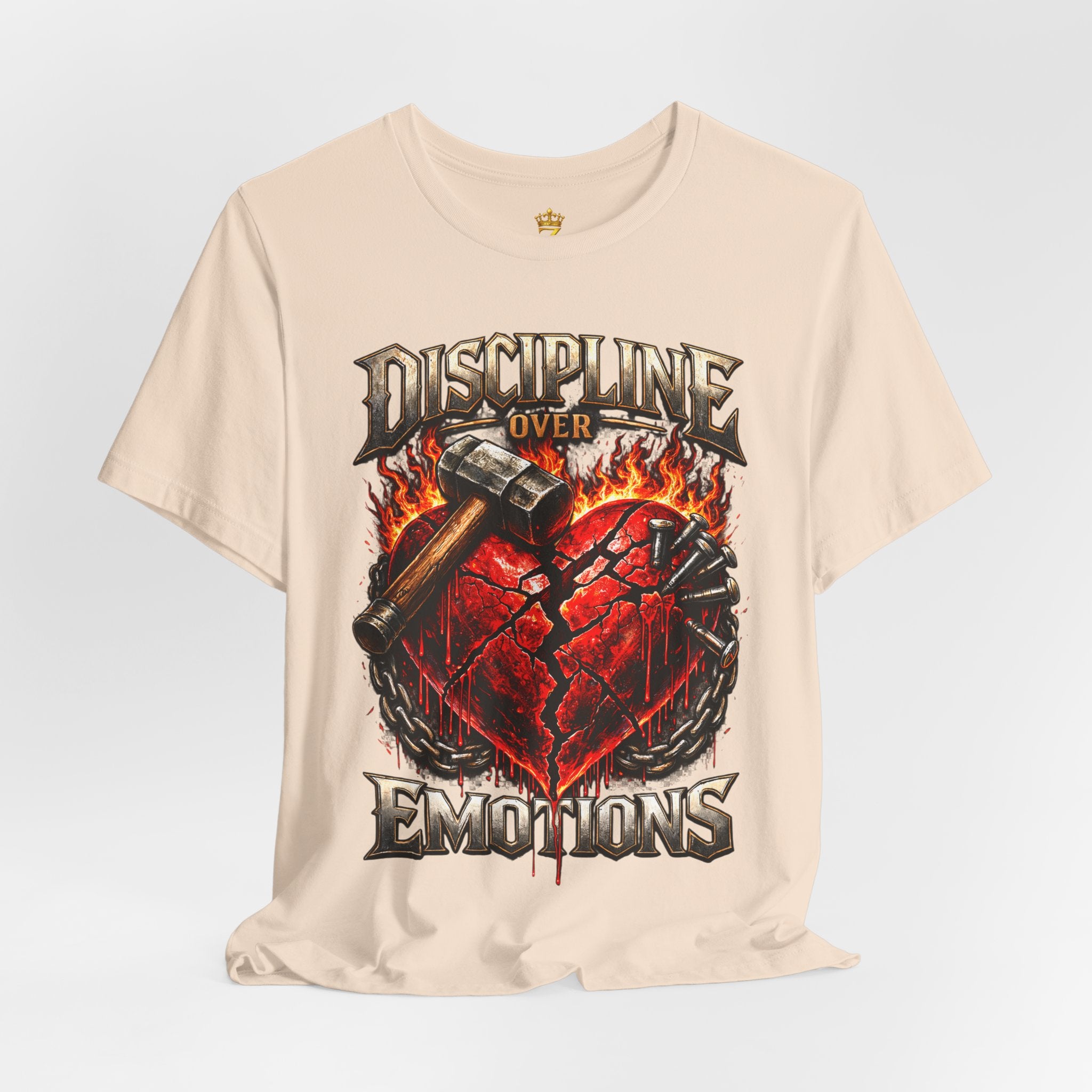 Discipline Over Emotions Premium Graphic T-Shirt (Red Heart) Printify