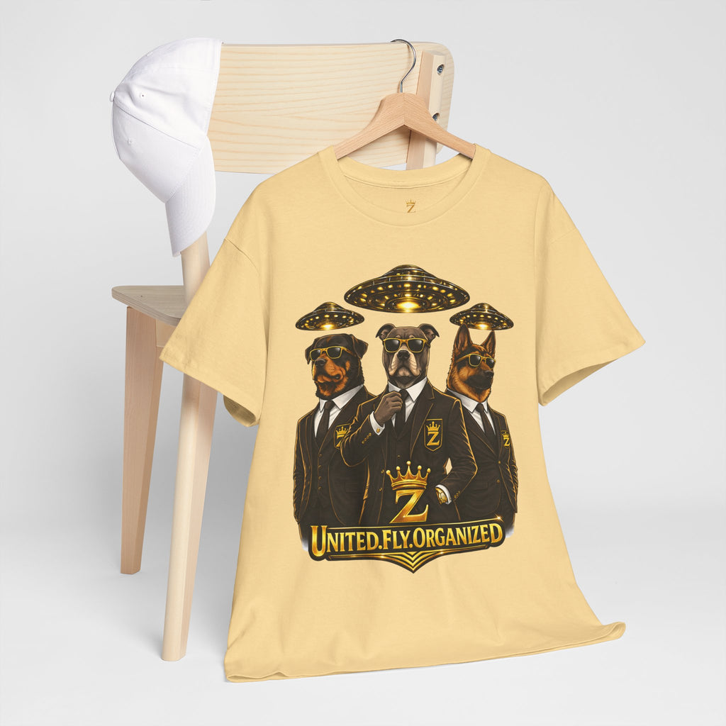 Adult "United. Fly. Organized." Graphic Tee (Gold) Printify