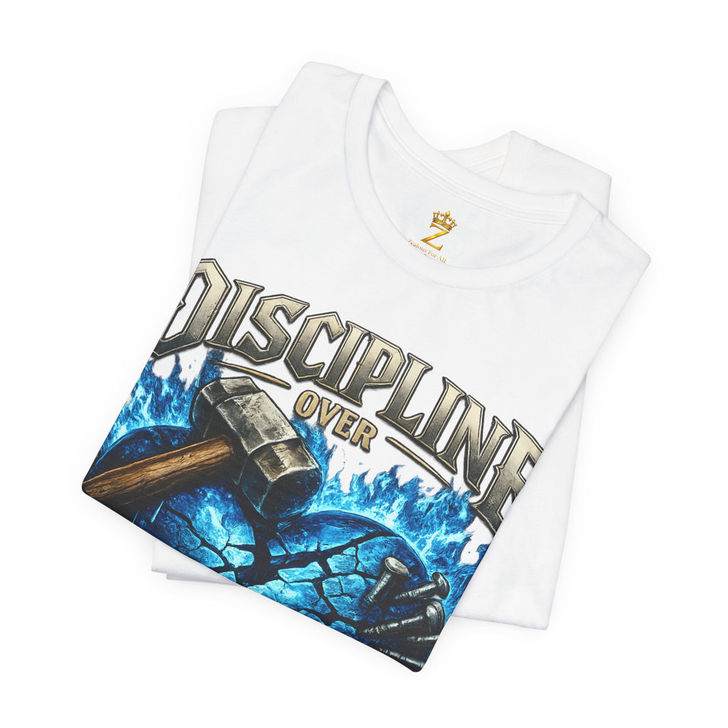 Discipline Over Emotions Premium Graphic T-Shirt (Blue Heart) Printify