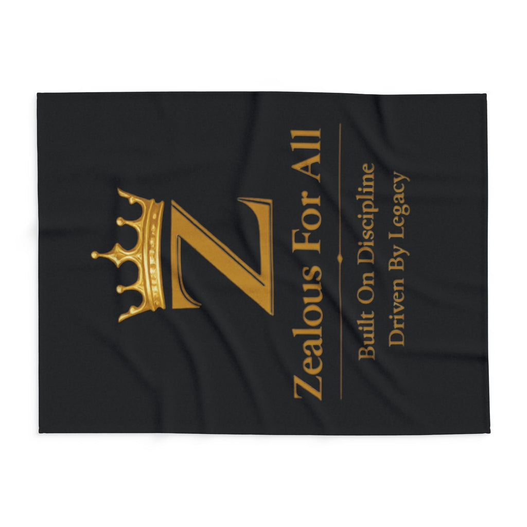 First Zealous For All Gold Crown Throw Drop 01 — Black Arctic Fleece Blanket Printify
