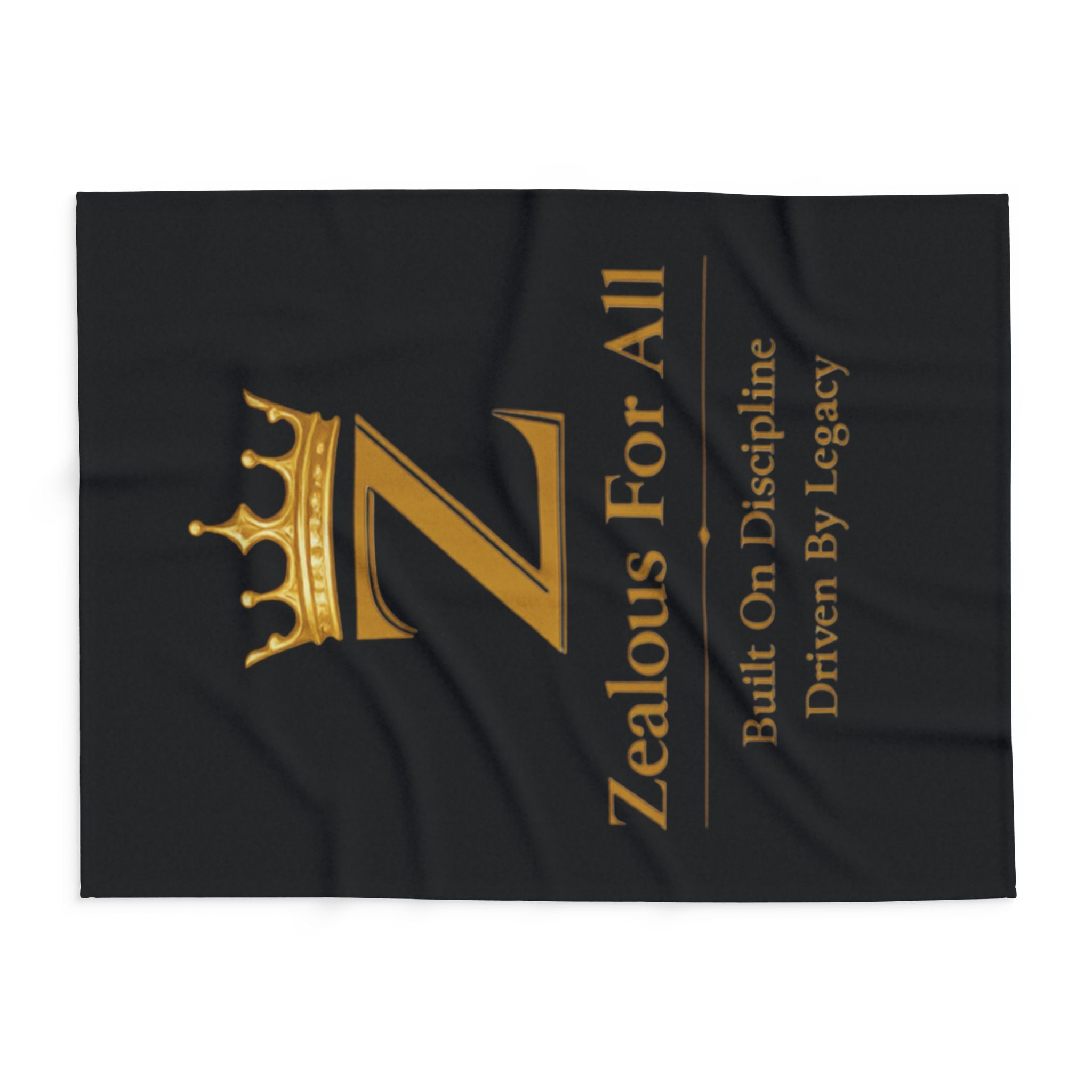 First Zealous For All Gold Crown Throw Drop 01 — Black Arctic Fleece Blanket Printify