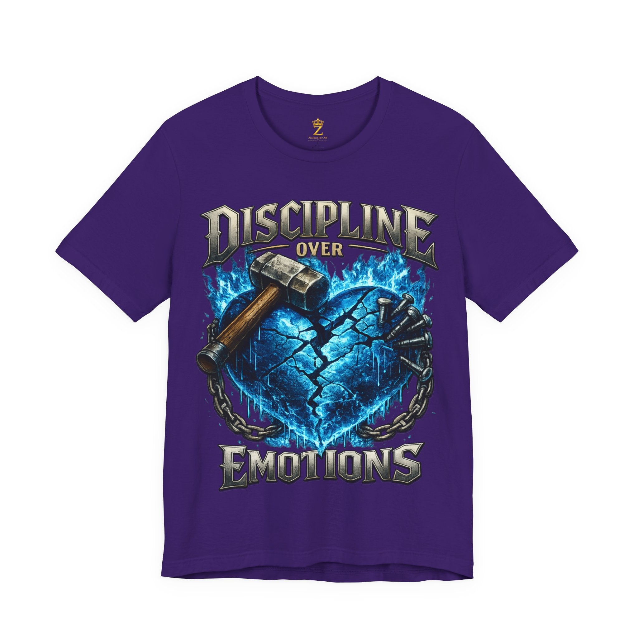 Discipline Over Emotions Premium Graphic T-Shirt (Blue Heart) Printify